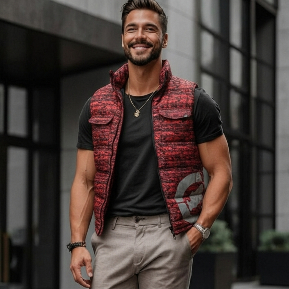 Ecko Unlimited Red and Black Patterned Vest